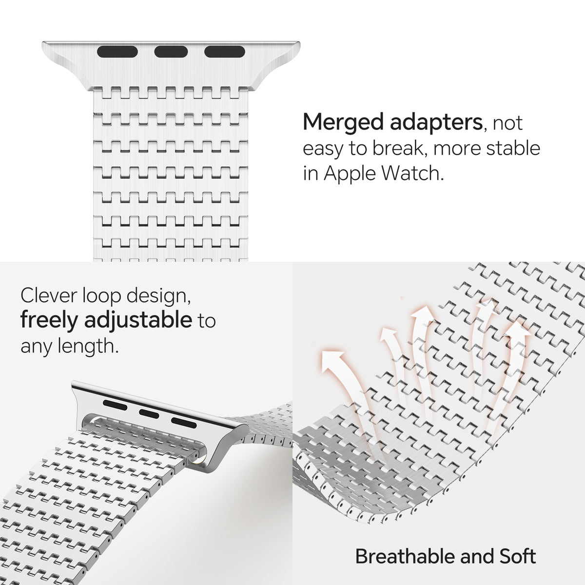 Stainless Steel Integrated Loop Band Compatible with Apple Watch
