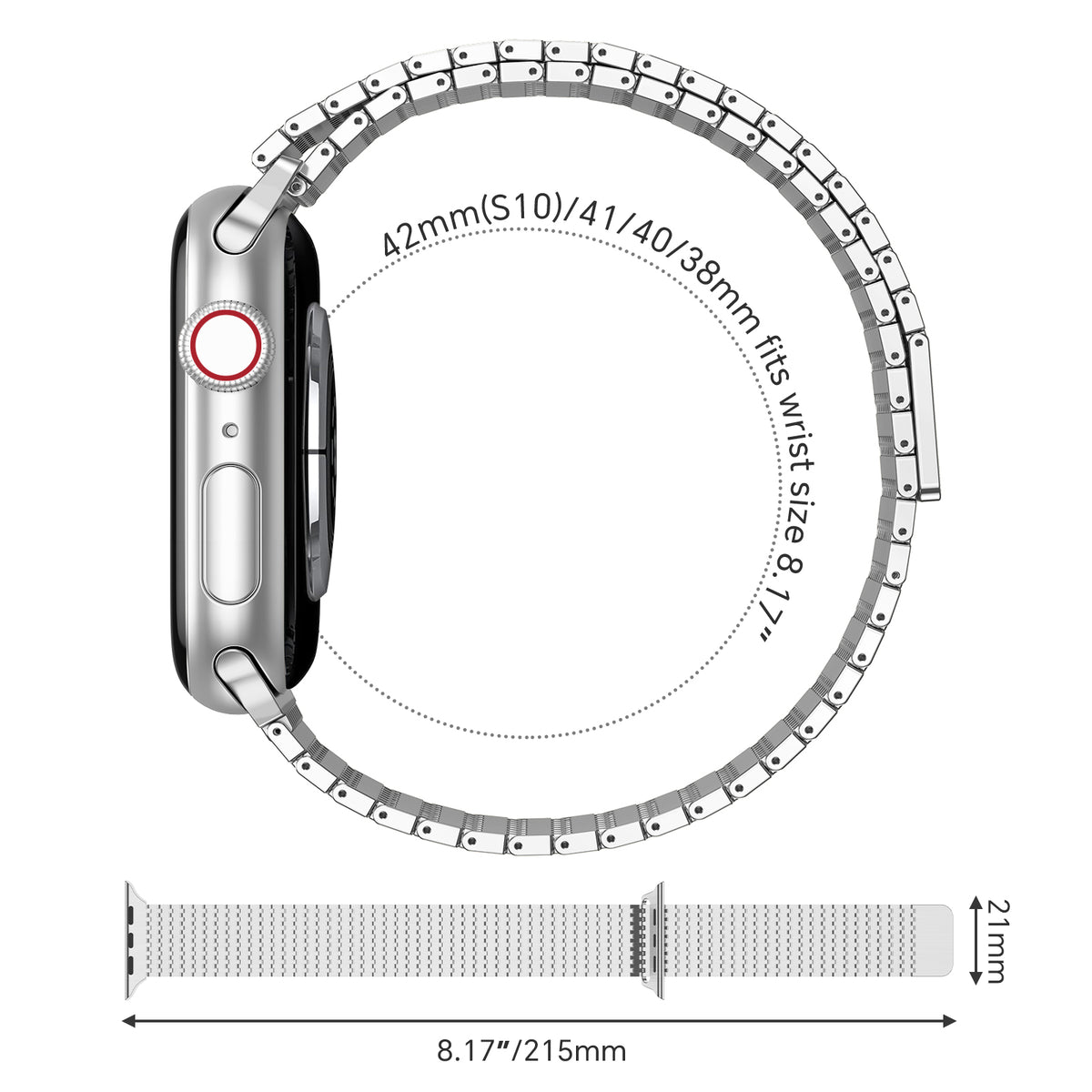 Stainless Steel Integrated Loop Band Compatible with Apple Watch